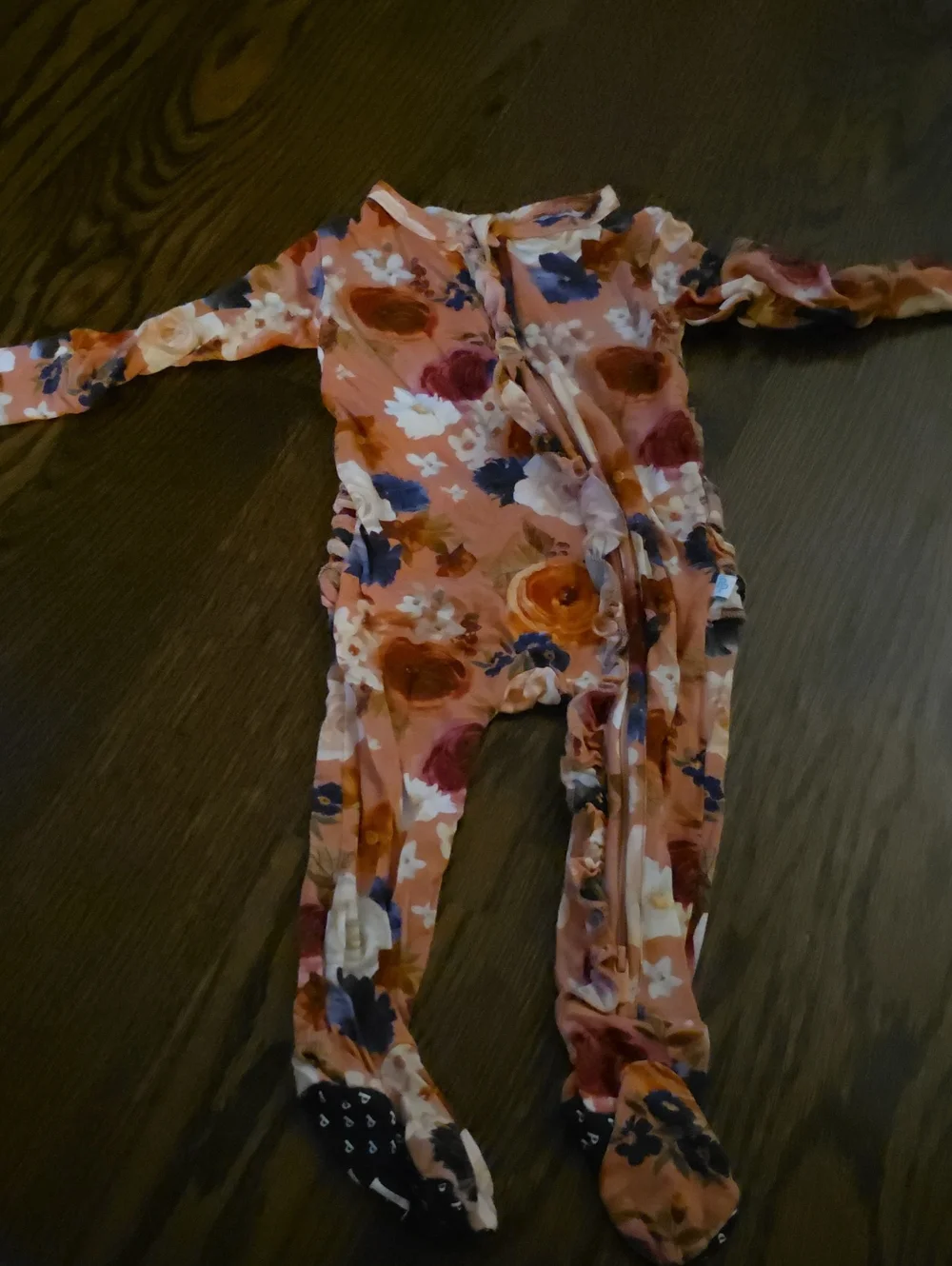 Posh Peanut Floral Footed One-Piece in Peach, Navy, White